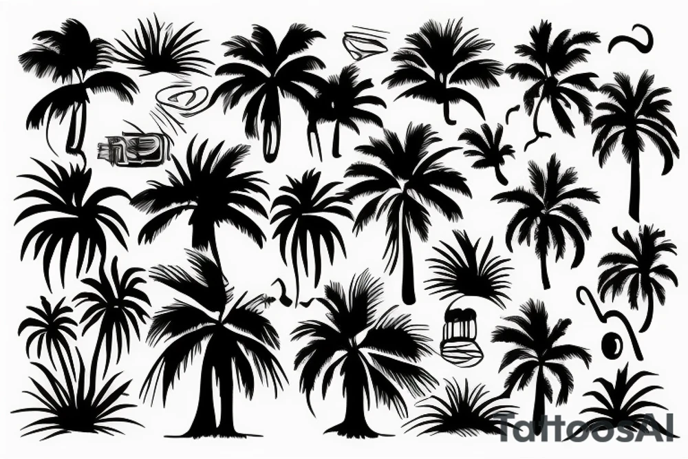 palm tree 80s sleeve tattoo idea