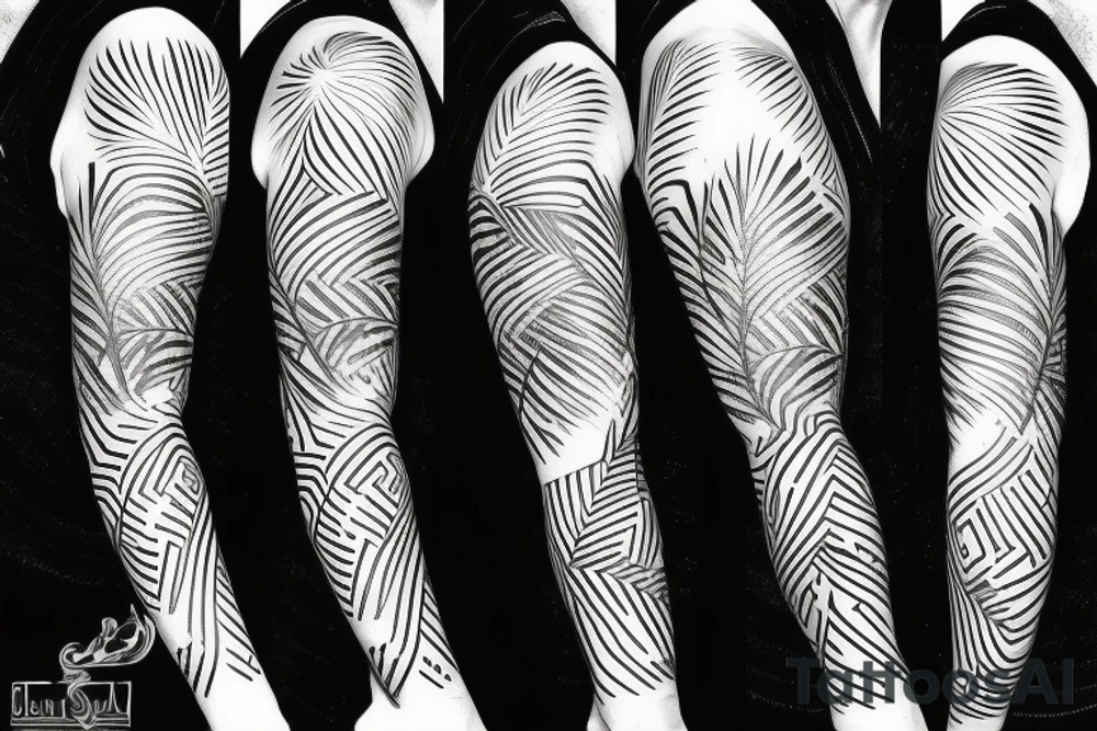 palm tree 80s sleeve tattoo idea