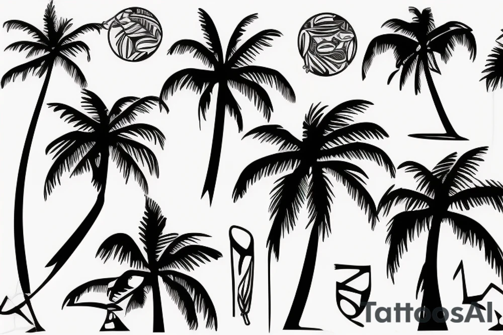 palm tree 80s sleeve tattoo idea