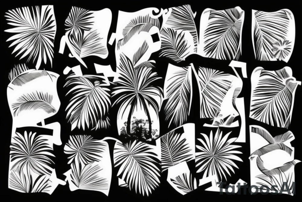 palm tree 80s sleeve tattoo idea