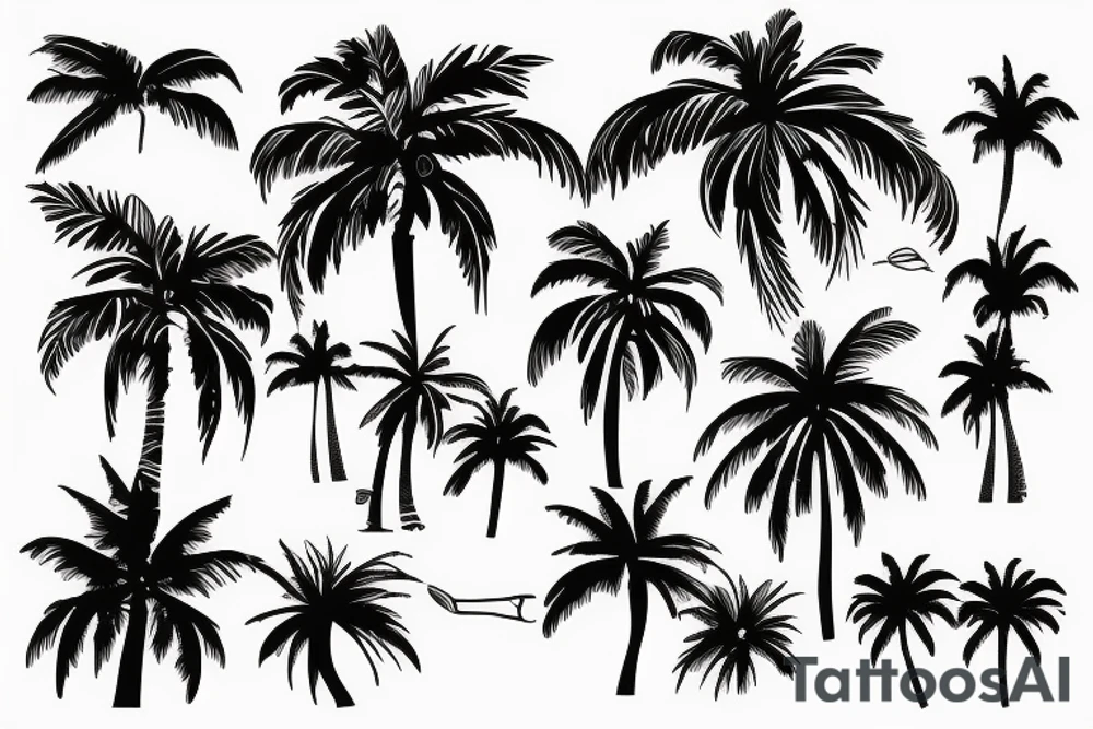 palm tree 80s sleeve tattoo idea