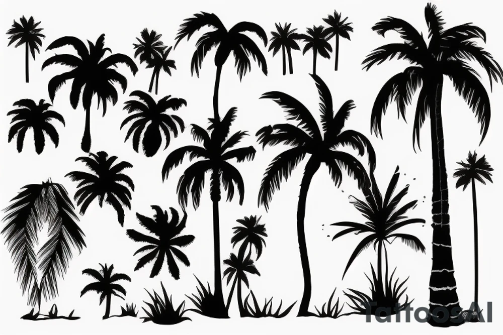 palm tree 80s sleeve tattoo idea