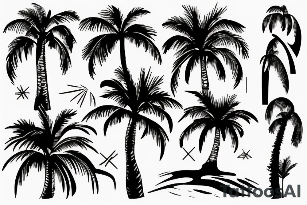 palm tree 80s sleeve tattoo idea