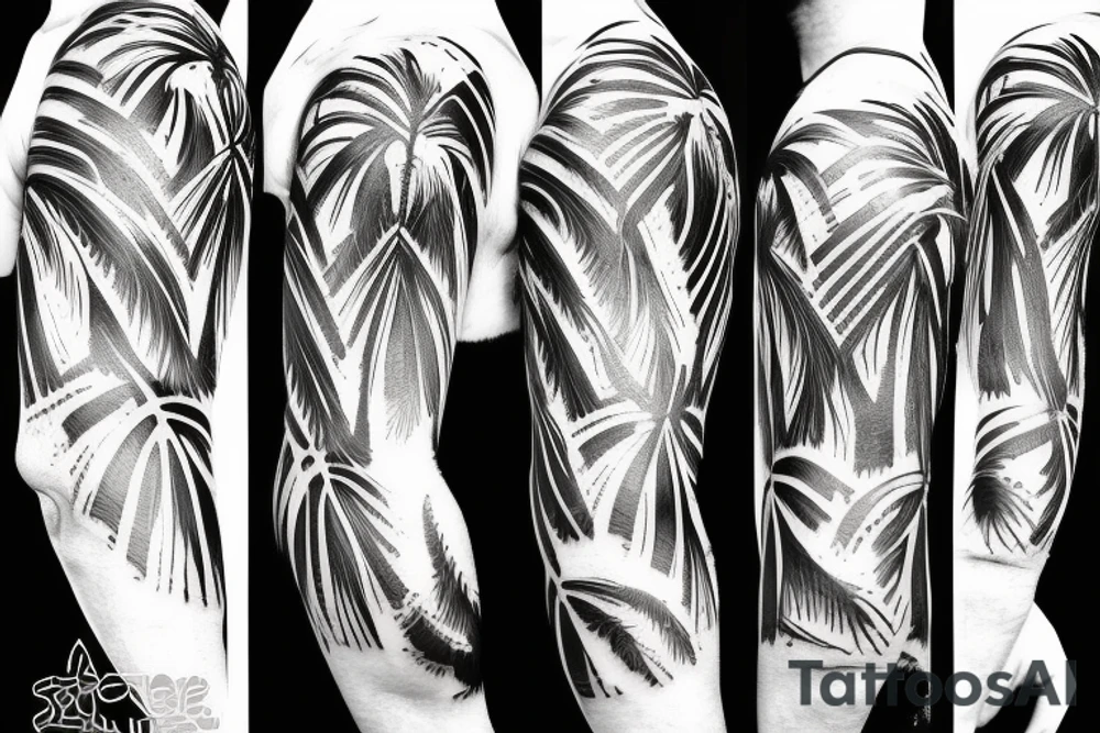 palm tree 80s sleeve tattoo idea