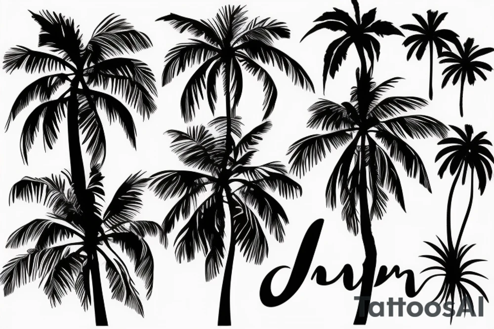palm tree 80s sleeve tattoo idea