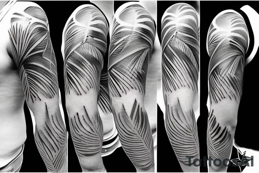 palm tree 80s sleeve tattoo idea