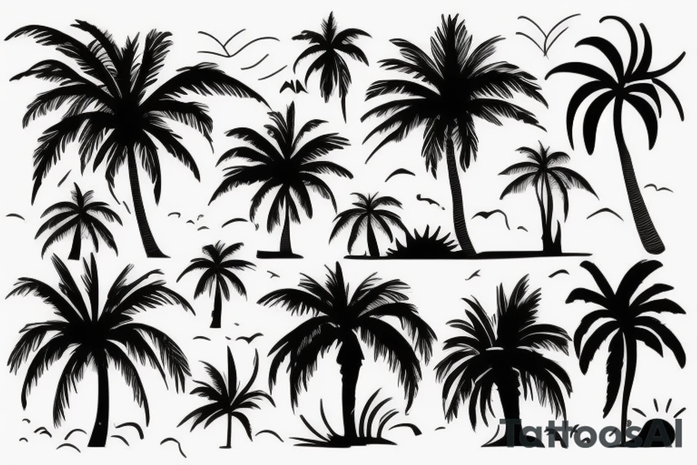 palm tree 80s arm tattoo idea