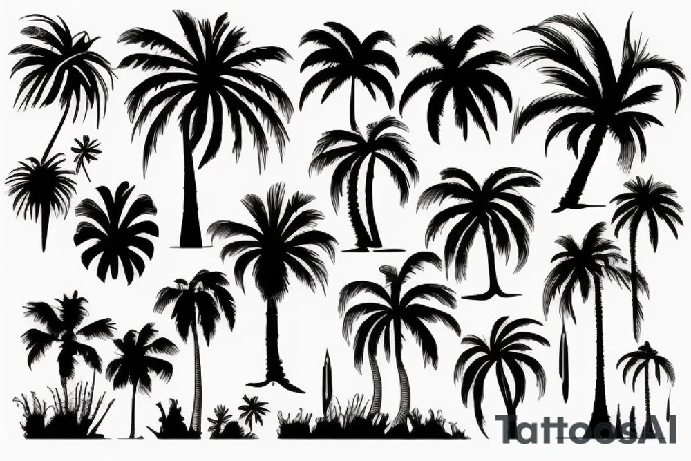 palm tree 80s arm tattoo idea