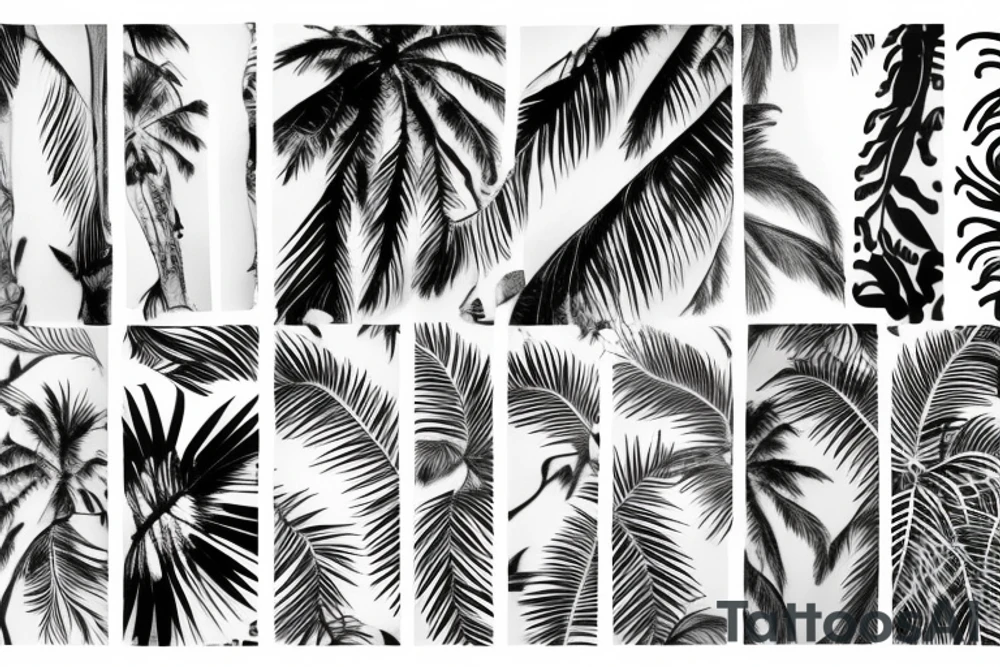 palm tree sleeve tattoo idea