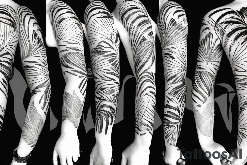 palm tree sleeve tattoo idea