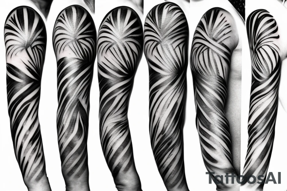 palm tree sleeve tattoo idea