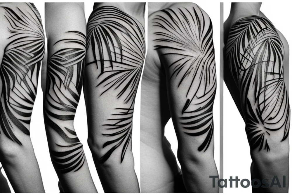 palm tree sleeve tattoo idea