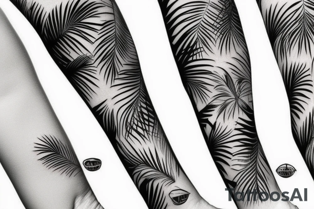 palm tree sleeve tattoo idea