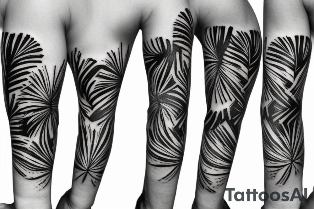 palm tree sleeve tattoo idea