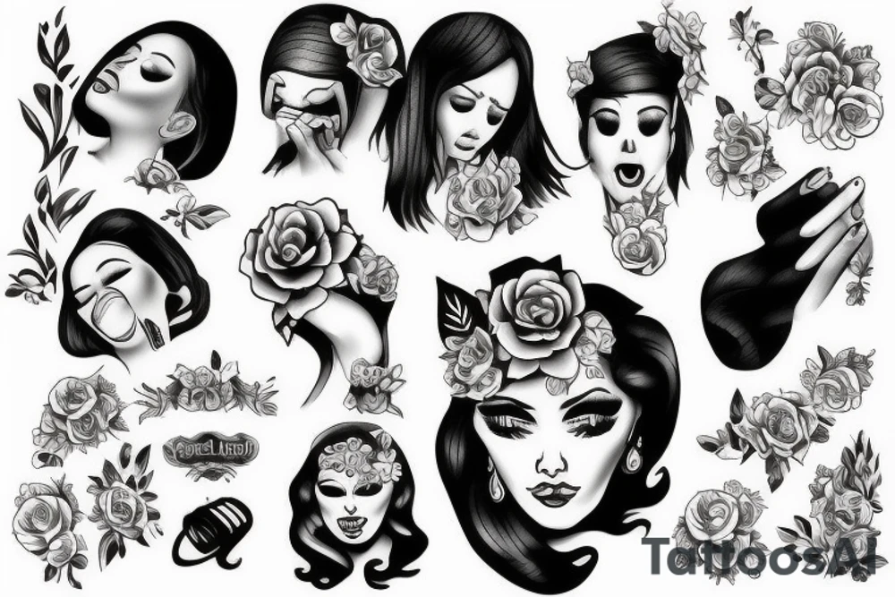 Women crying tattoo idea
