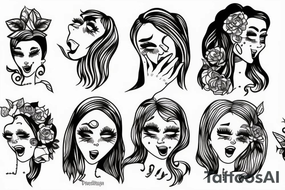 Women crying tattoo idea