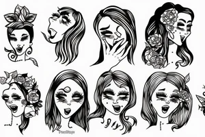 Women crying tattoo idea