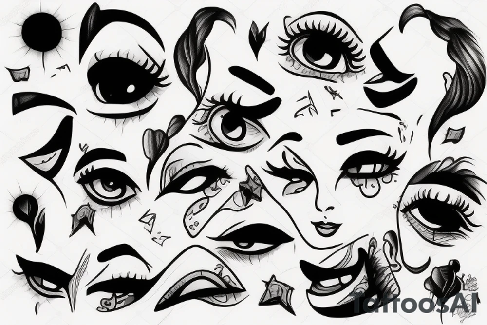 Women crying tattoo idea