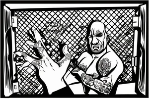 Man behind a prison gate with his hands through the gate reaching tattoo idea