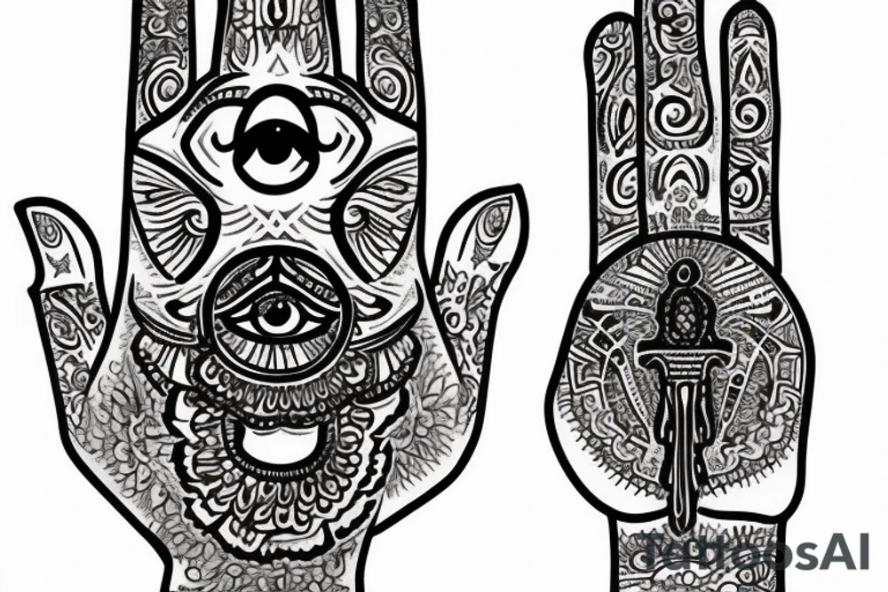 Hamsa hand tattoo idea