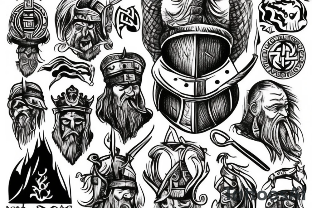 Viking prison detailed tattoo idea