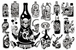 Bottle of poison detailed tattoo idea
