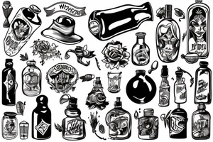Bottle of poison detailed tattoo idea