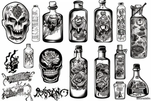 Bottle of poison prison style detailed tattoo idea