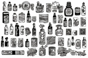 Bottle of poison prison style detailed tattoo idea