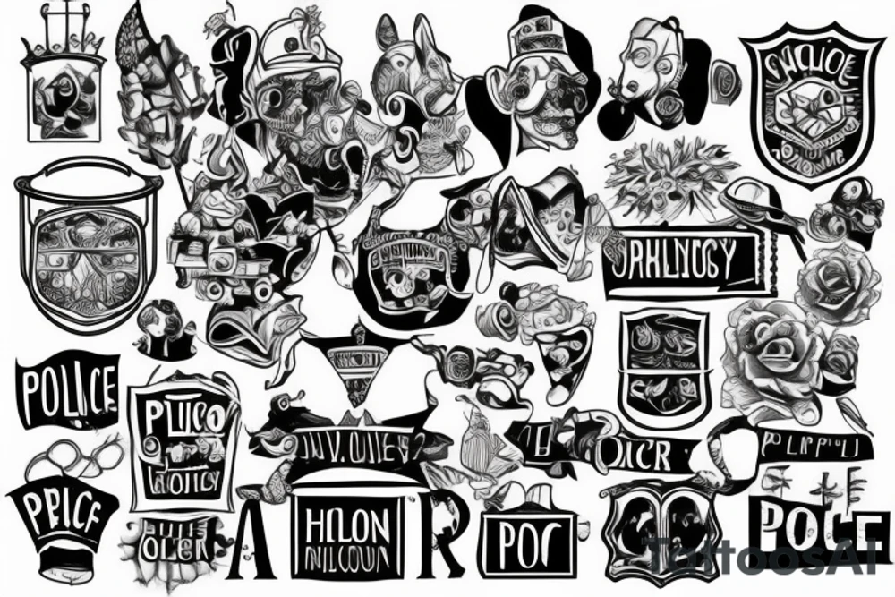 No police funny prison style detailed tattoo idea