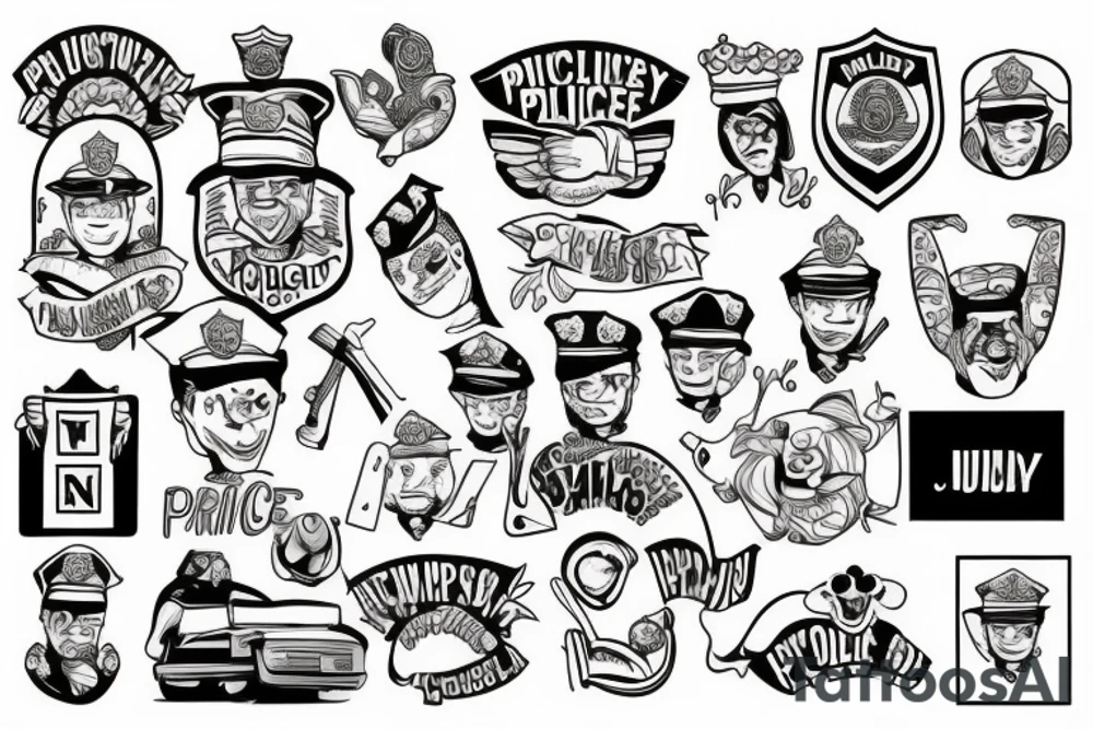 No police funny prison style detailed tattoo idea