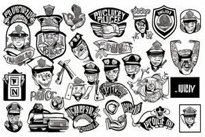 No police funny prison style detailed tattoo idea