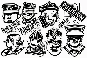 No police funny prison style remastered tattoo idea