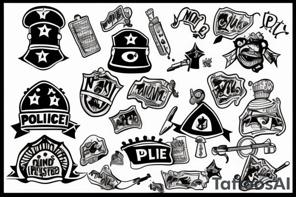 No police funny prison style remastered tattoo idea