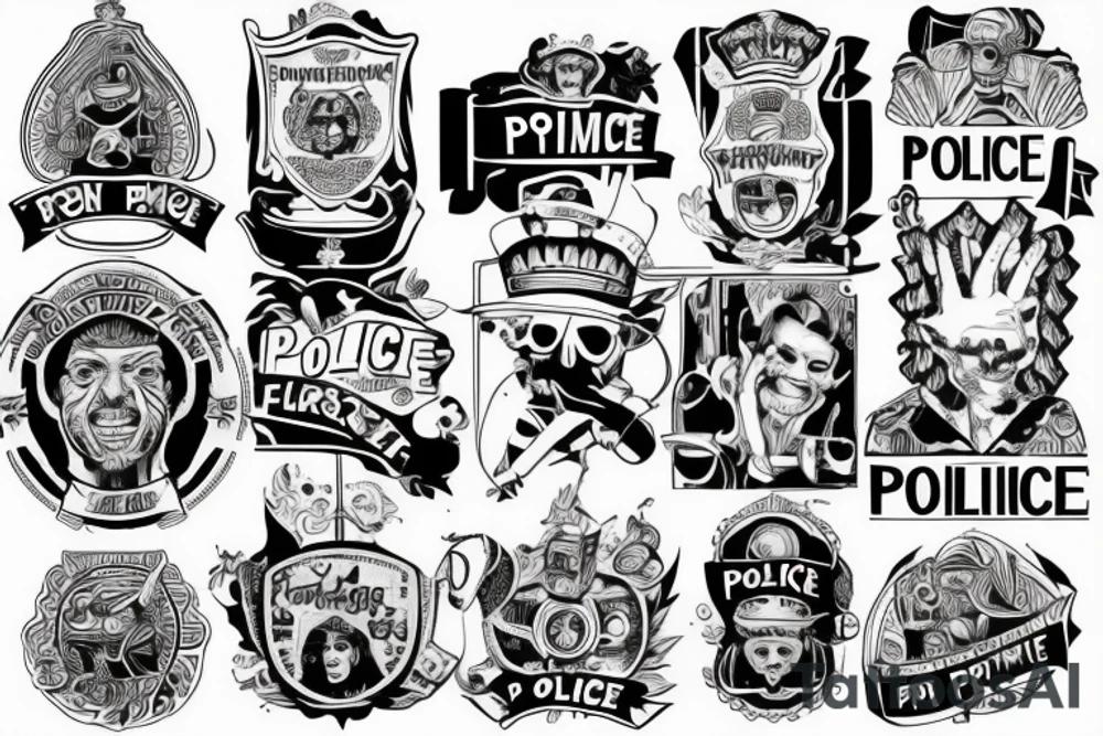 No police funny prison style remastered tattoo idea