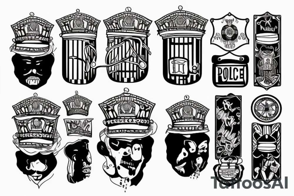 No police funny prison style remastered tattoo idea