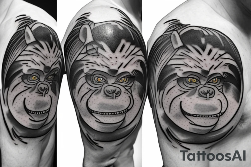 Monkey attacking police tattoo idea