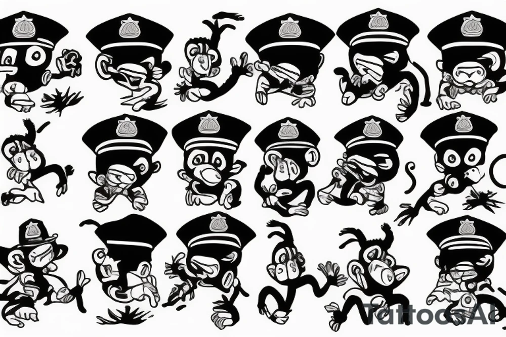 Monkey attacking police  remaster tattoo idea