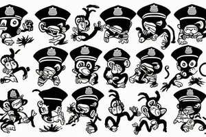 Monkey attacking police  remaster tattoo idea