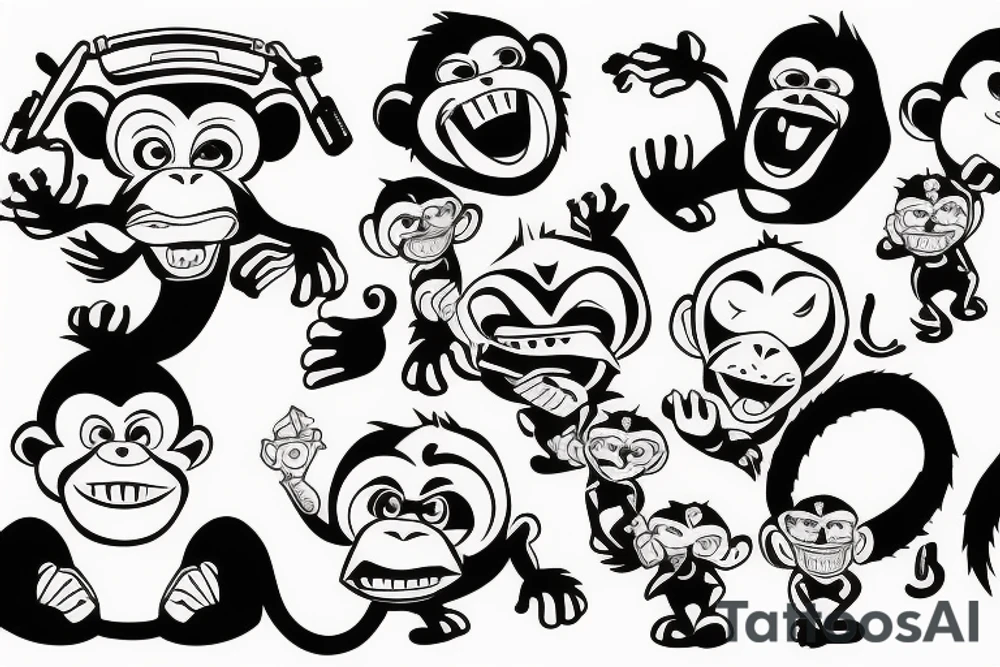 Monkey attacking police  remaster tattoo idea