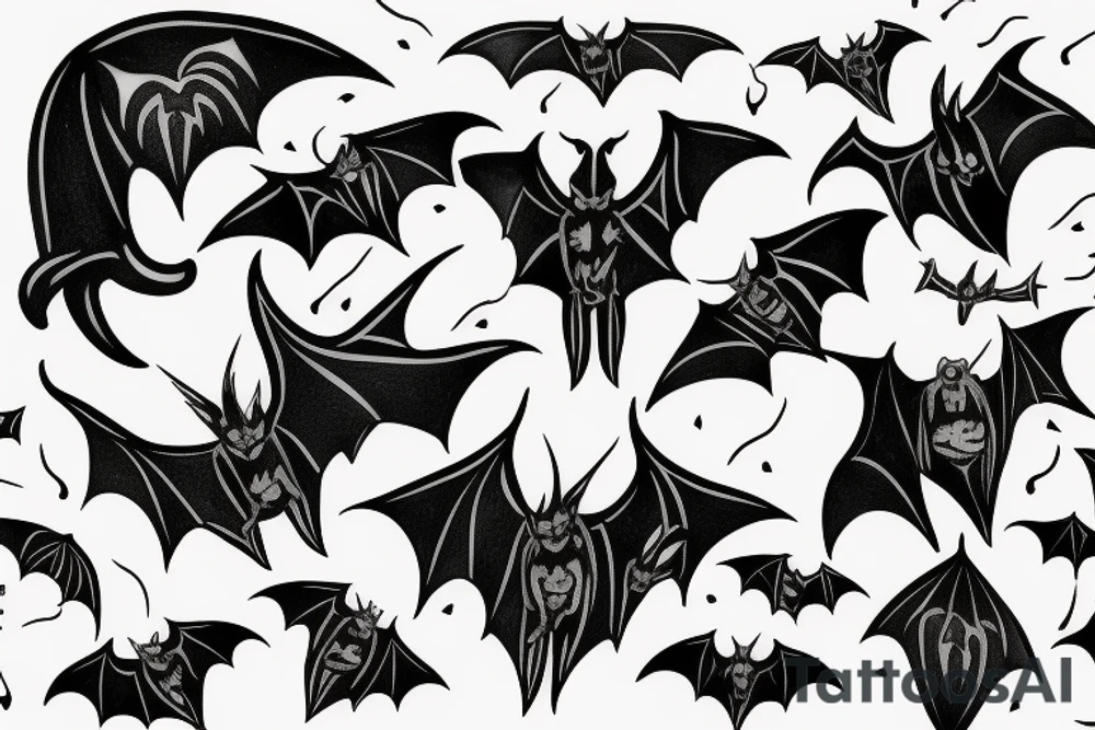 Bats come out of the dark tattoo idea