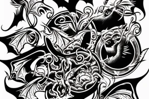 Bats come out of the dark hole tattoo idea