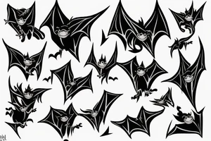 Bats come out of the dark hole tattoo idea