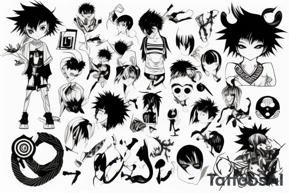 Anime boy with cropped hair tattoo idea