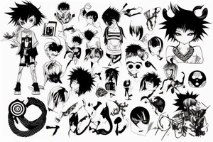 Anime boy with cropped hair tattoo idea