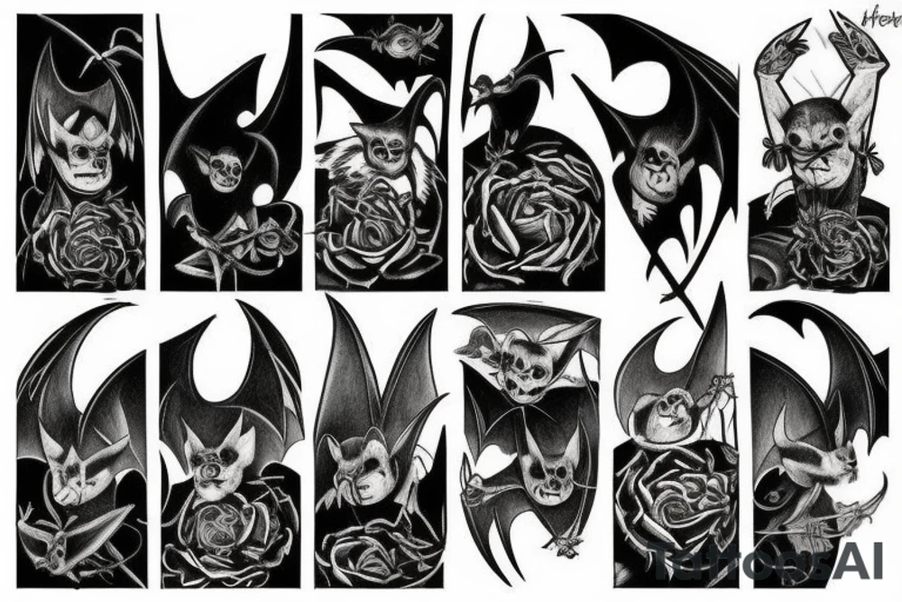 Bats appear from the darkness tattoo idea