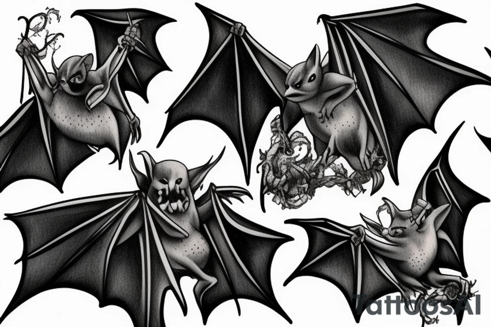 Bats appear from the darkness tattoo idea