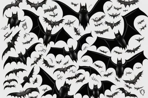 Bats appear from a dark cave tattoo idea