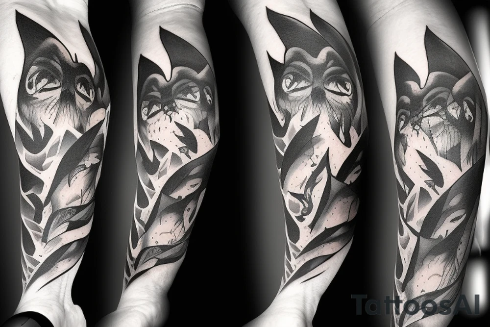 Bats appear from a dark cave tattoo idea
