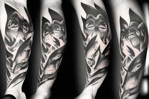 Bats appear from a dark cave tattoo idea